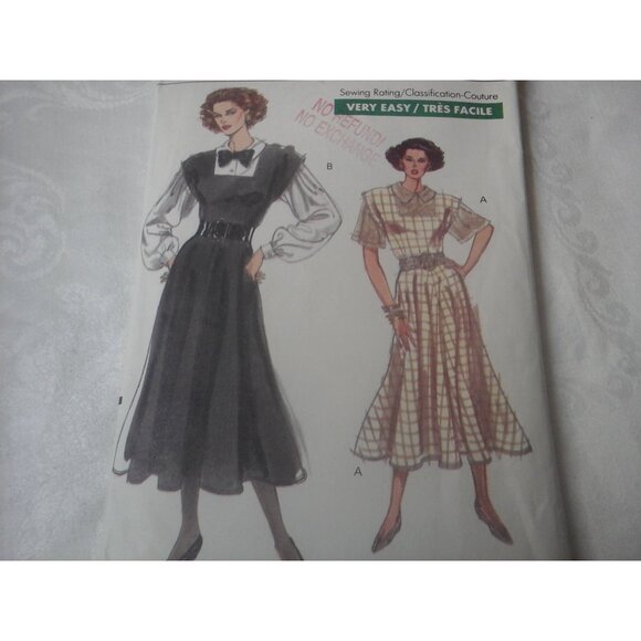 Four 80s Vogue sewing patterns UNCUT dresses blouses shirt jumper sz 12-18 - Picture 4 of 9